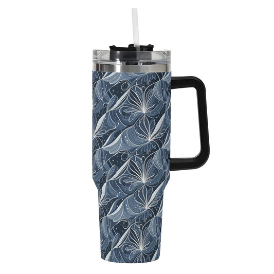 Cold Wind 40oz Stainless Steel Tumbler Gift With Black Handle and Straw