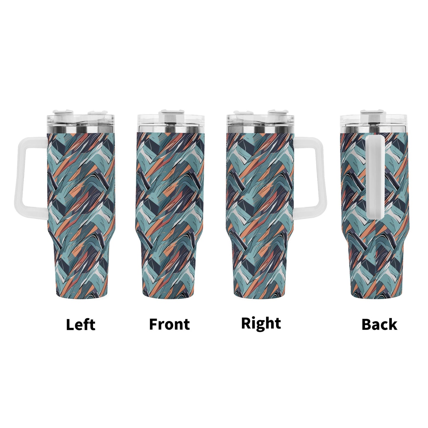 Abstract Breeze 40oz Stainless Steel Tumbler Gift With White Handle and Straw