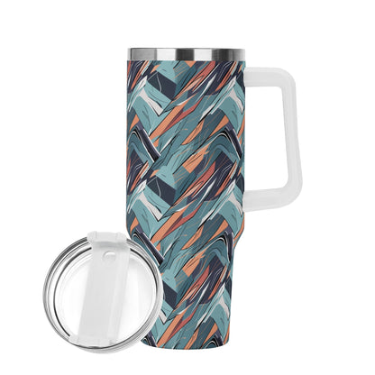 Abstract Breeze 40oz Stainless Steel Tumbler Gift With White Handle and Straw