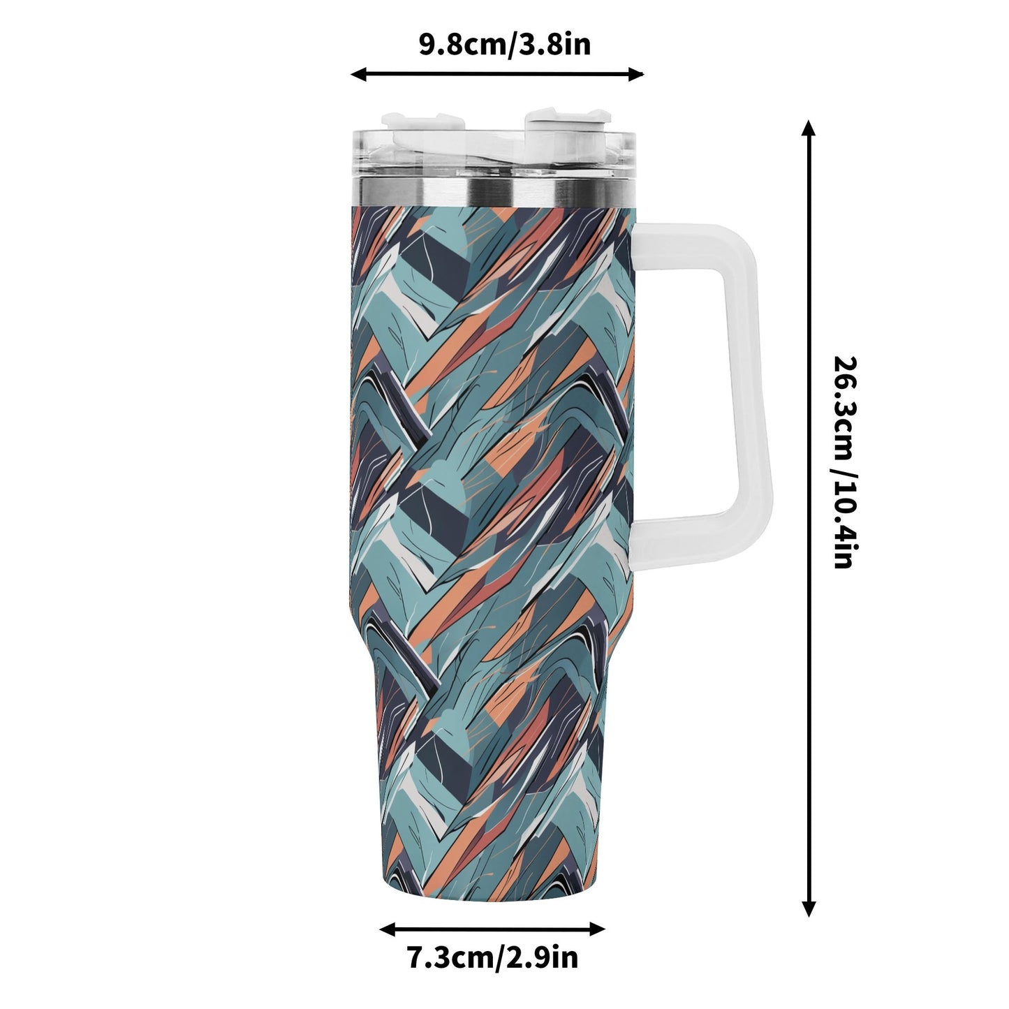 Abstract Breeze 40oz Stainless Steel Tumbler Gift With White Handle and Straw