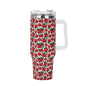 Poinsettia Floral 40oz Stainless Steel Tumbler Gift With White Handle and Straw