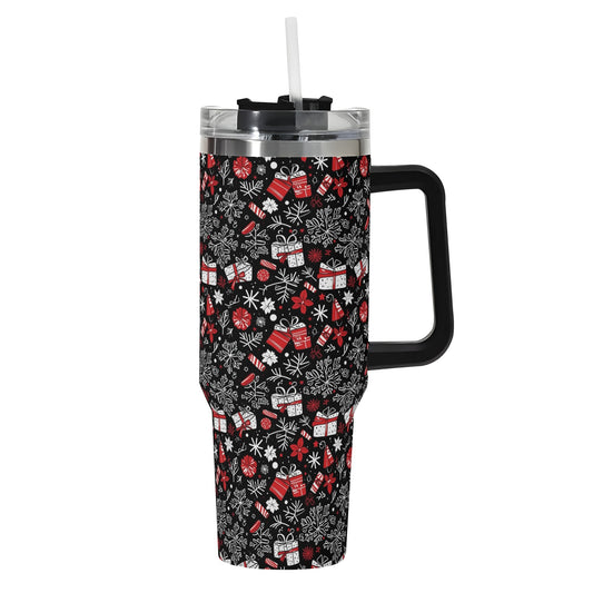 Christmas Gift 40oz Stainless Steel Tumbler Gift With Black Handle and Straw