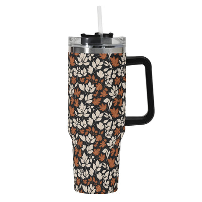 Dark Autumn 40oz Stainless Steel Tumbler Gift With Black Handle and Straw