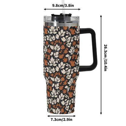 Dark Autumn 40oz Stainless Steel Tumbler Gift With Black Handle and Straw