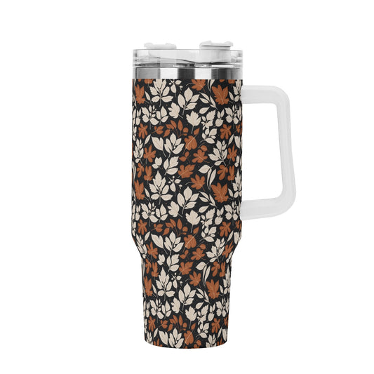 Dark Autumn 40oz Stainless Steel Tumbler Gift With White Handle and Straw