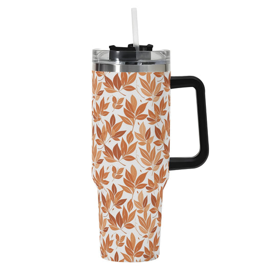 Autumn Leaves 40oz Stainless Steel Tumbler Gift With Black Handle and Straw