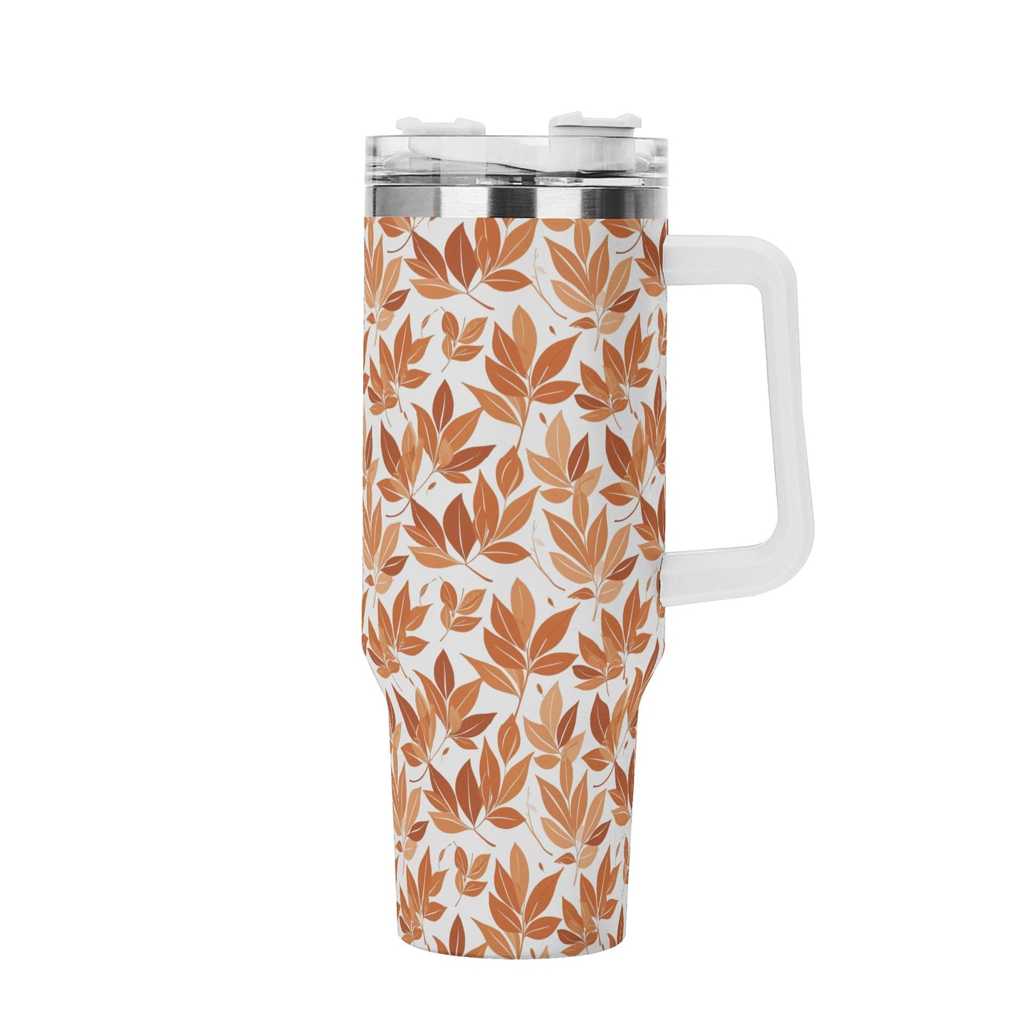 Autumn Leaves 40oz Stainless Steel Tumbler Gift With White Handle and Straw