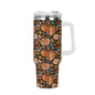 Pumpkin Fall 40oz Stainless Steel Tumbler Gift With White Handle and Straw