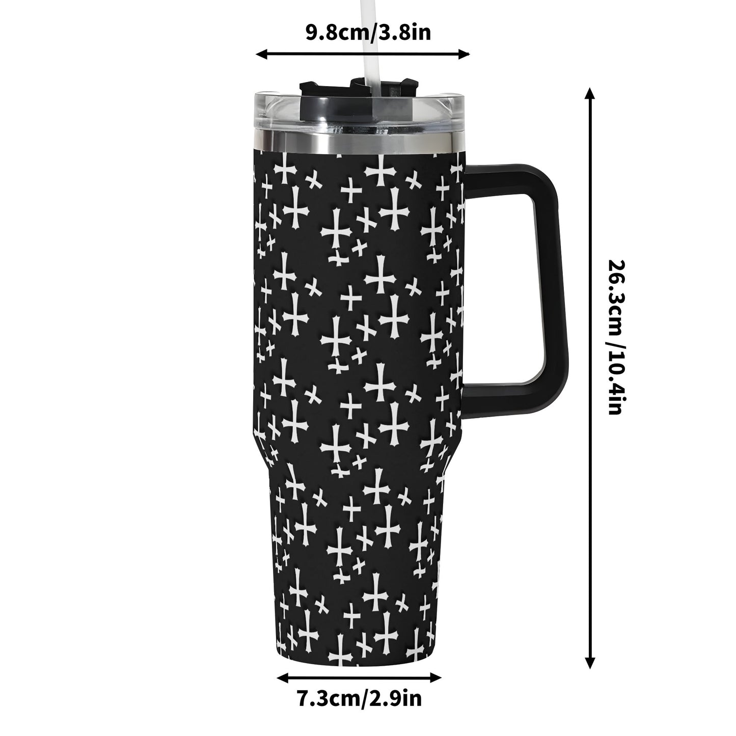 Little Crosses 40oz Stainless Steel Tumbler Gift With Black Handle and Straw