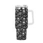 Flying Skulls 40oz Stainless Steel Tumbler Gift With White Handle and Straw