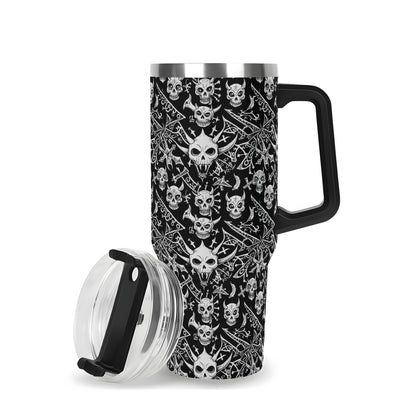 Little Devils 40oz Stainless Steel Tumbler Gift With Black Handle and Straw