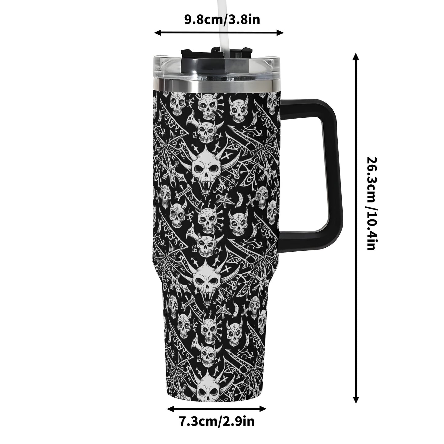 Little Devils 40oz Stainless Steel Tumbler Gift With Black Handle and Straw