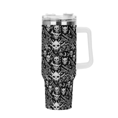 Little Devils 40oz Stainless Steel Tumbler Gift With White Handle and Straw