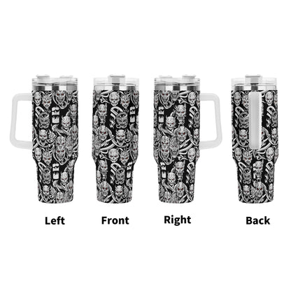 Demons 40oz Stainless Steel Tumbler Gift With White Handle and Straw