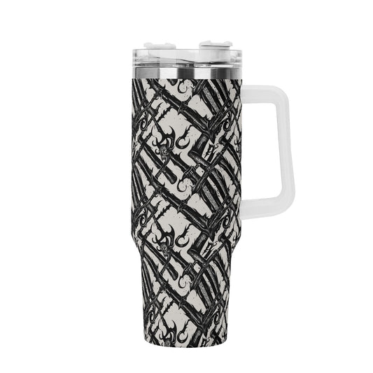 Devil Veins 40oz Stainless Steel Tumbler Gift With White Handle and Straw