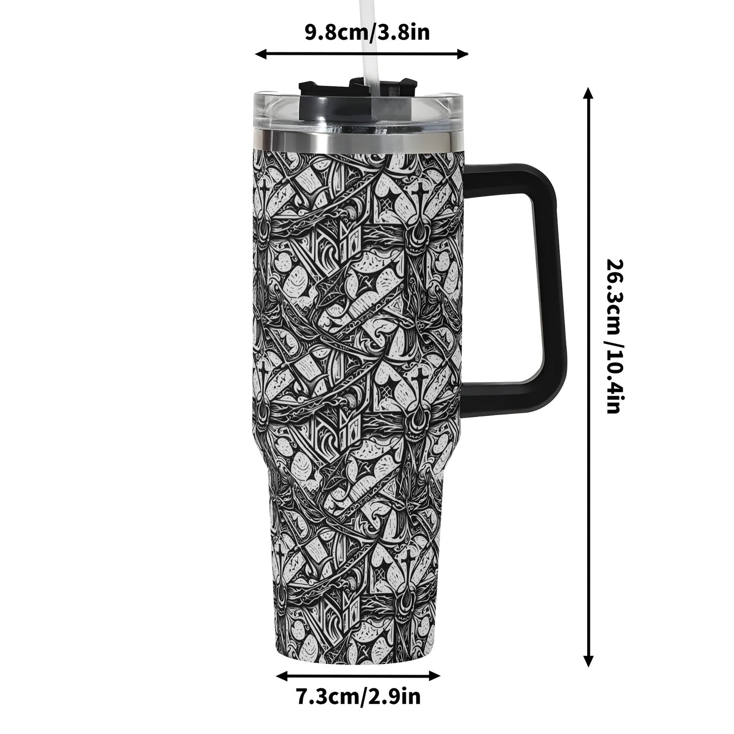 Hidden Cross 40oz Stainless Steel Tumbler Gift With Black Handle and Straw