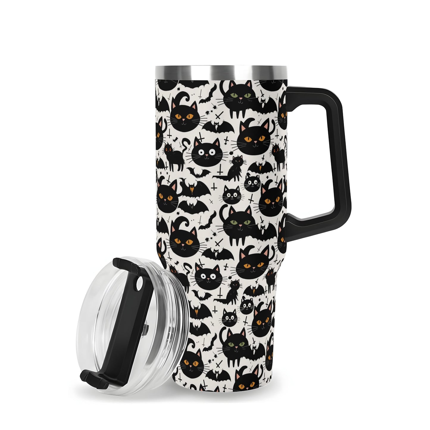 Crazy Cat Lady 40oz Stainless Steel Tumbler Gift With Black Handle and Straw