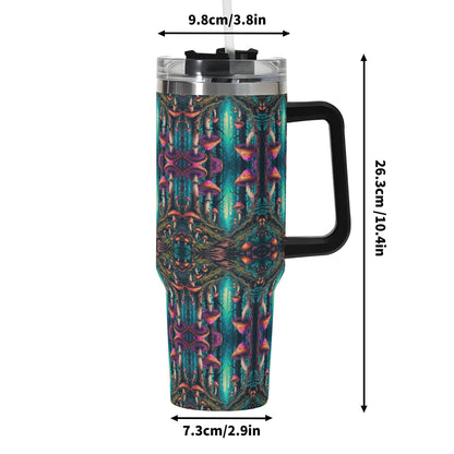 Thirsty Trip 40oz Stainless Steel Tumbler Gift With Black Handle and Straw