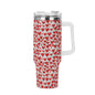 Scribbled Hearts 40oz Stainless Steel Tumbler Gift With White Handle and Straw