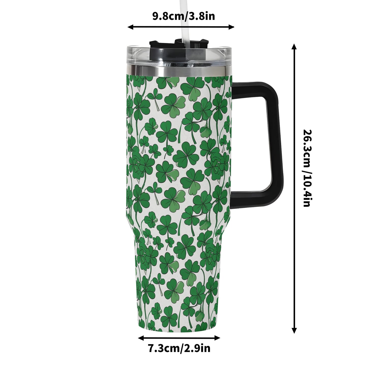 Little Clover 40oz Stainless Steel Tumbler Gift With Black Handle and Straw