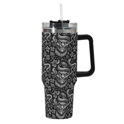 Evil Leprechaun 40oz Stainless Steel Tumbler Gift With Black Handle and Straw