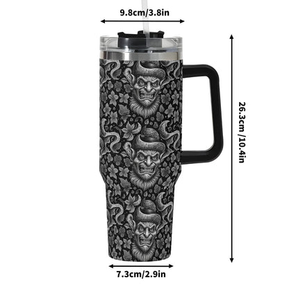 Evil Leprechaun 40oz Stainless Steel Tumbler Gift With Black Handle and Straw