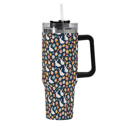 Bunny Eggs 40oz Stainless Steel Tumbler Gift With Black Handle and Straw