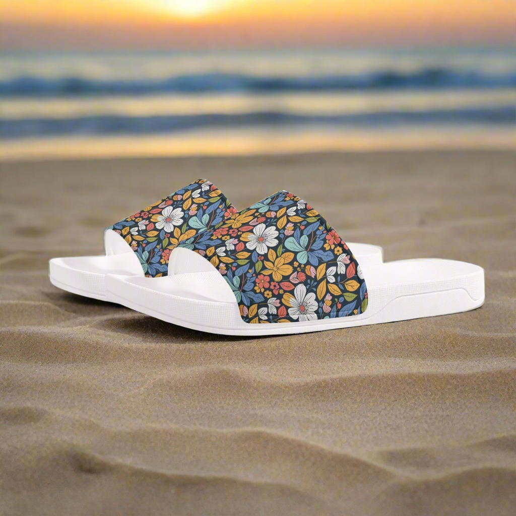 Bright Flowers Womens Slide Sandals