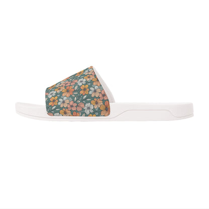 Pastel Flowers Womens Slide Sandals