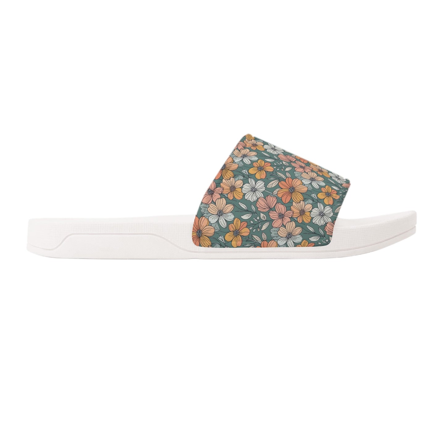 Pastel Flowers Womens Slide Sandals