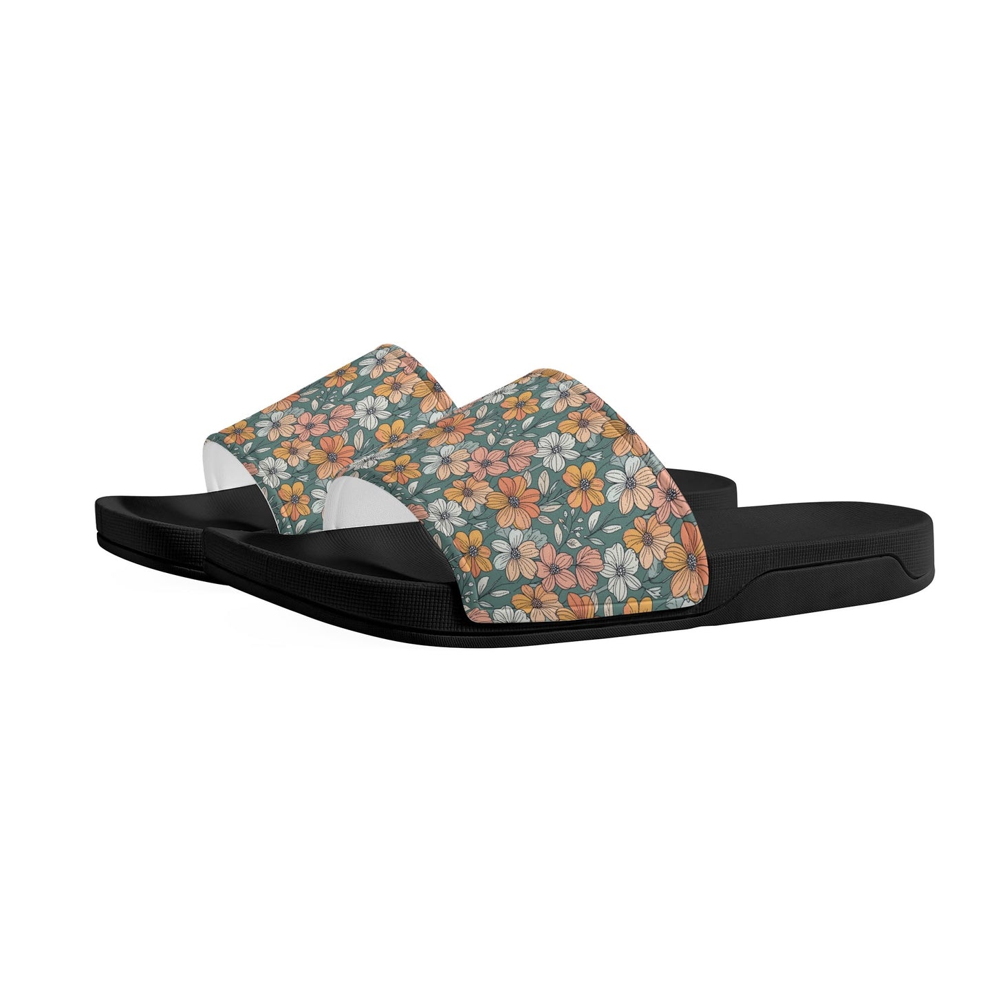 Pastel Flowers Womens Slide Sandals