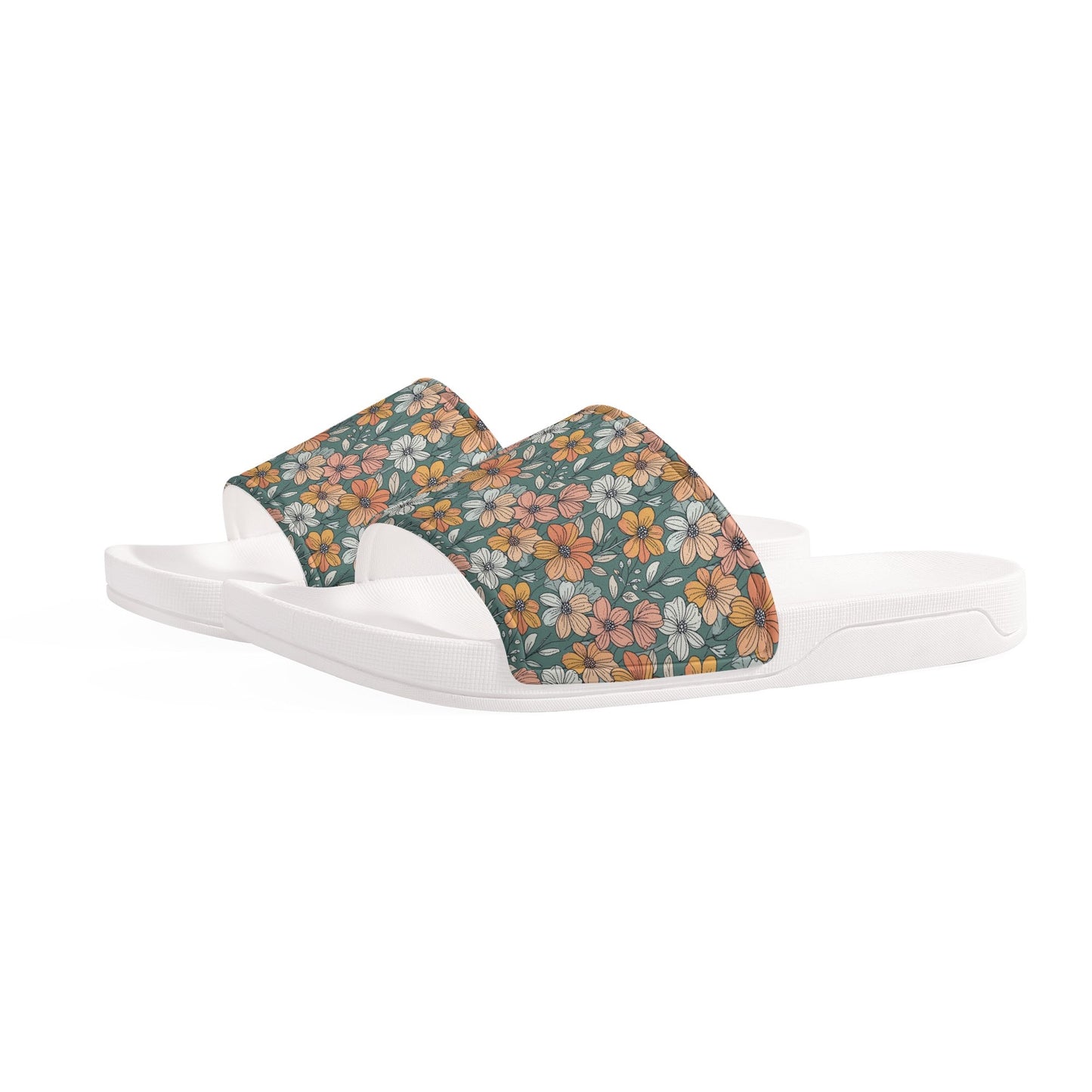 Pastel Flowers Womens Slide Sandals