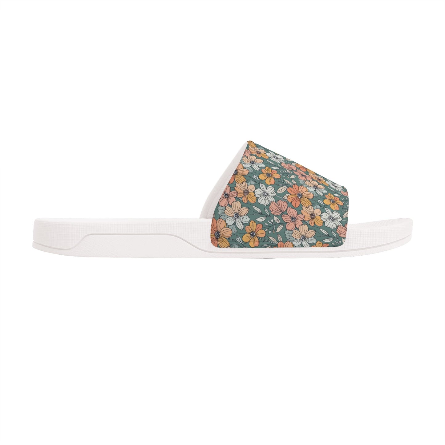 Pastel Flowers Womens Slide Sandals