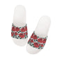 Red Leafy Roses Womens Slide Sandals