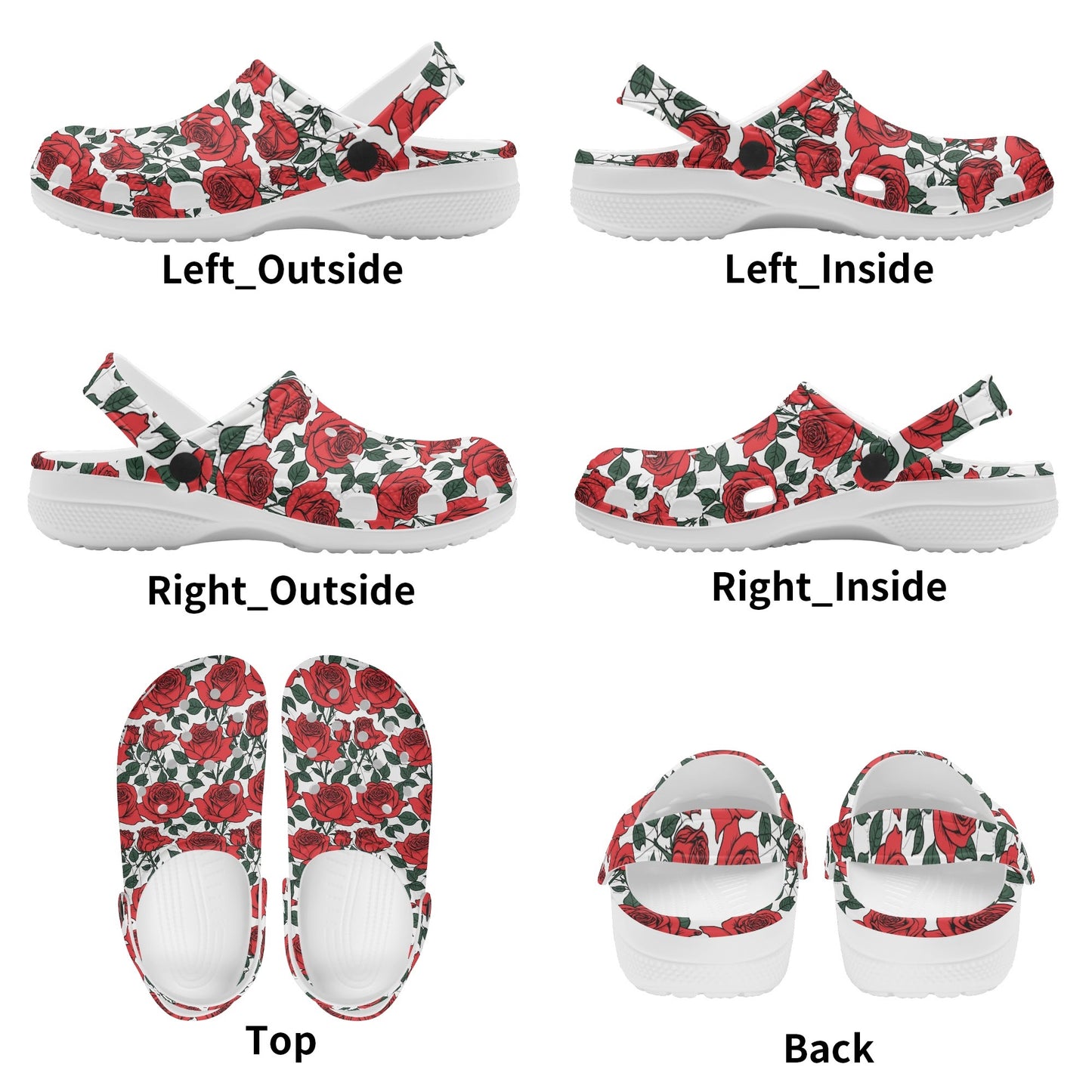 Red Leafy Roses Womens Vented Sandals