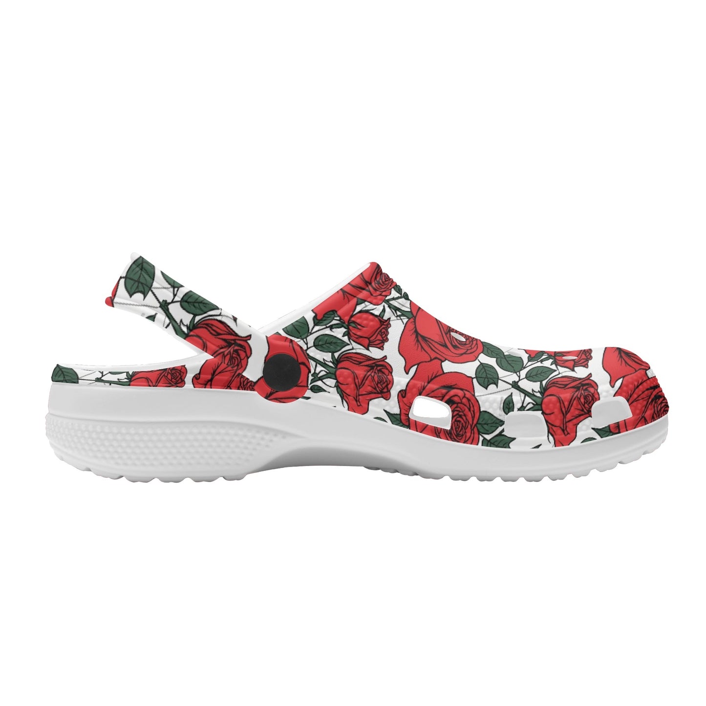 Red Leafy Roses Womens Vented Sandals