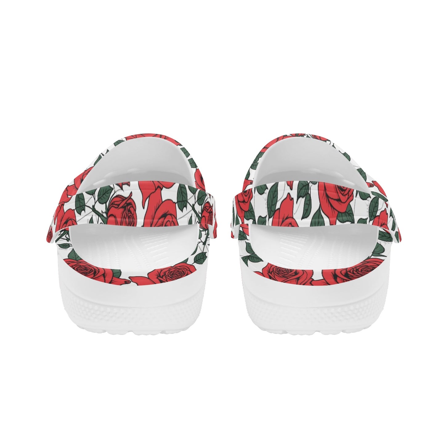 Red Leafy Roses Womens Vented Sandals