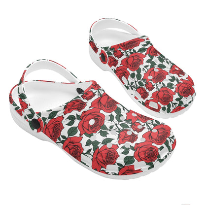 Red Leafy Roses Womens Vented Sandals