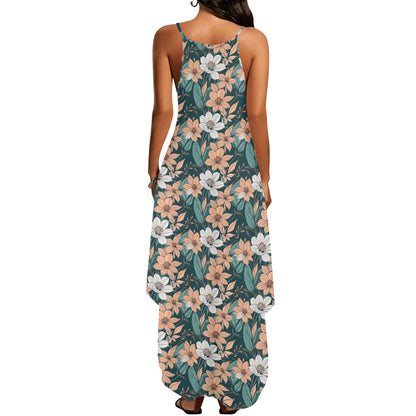 Pastel Floral Womens Elegant Sleeveless Evening Dress