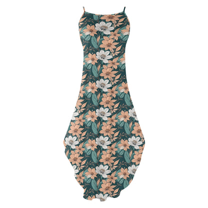 Pastel Floral Womens Elegant Sleeveless Evening Dress