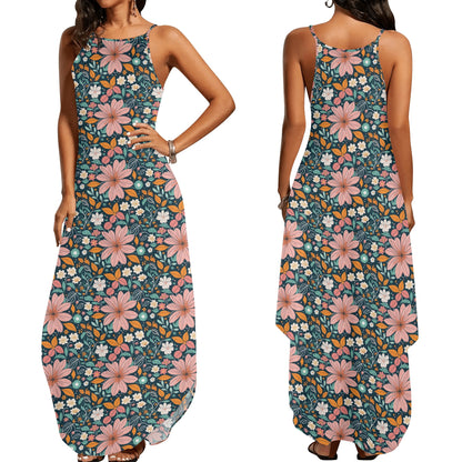 Wild Flowers Womens Elegant Sleeveless Evening Dress