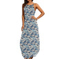 Blue Waves Womens Elegant Sleeveless Evening Dress