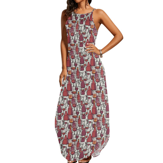 Wine with Me Womens Elegant Sleeveless Evening Dress