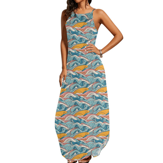 Sun in the Waves Womens Elegant Sleeveless Evening Dress