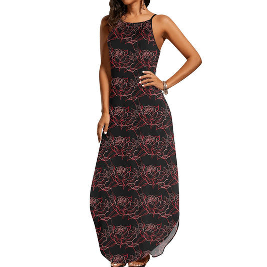 Red Light Rose Womens Elegant Sleeveless Evening Dress