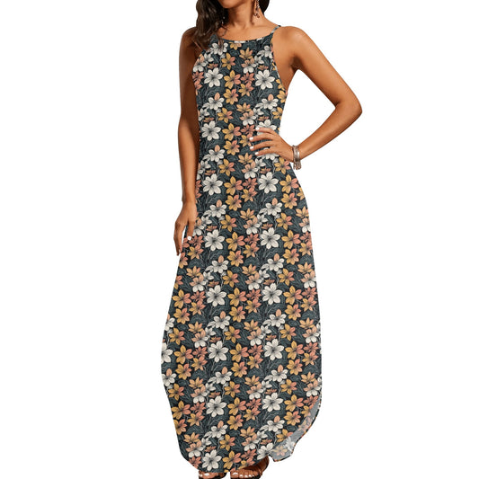 Field of Flowers Womens Elegant Sleeveless Evening Dress