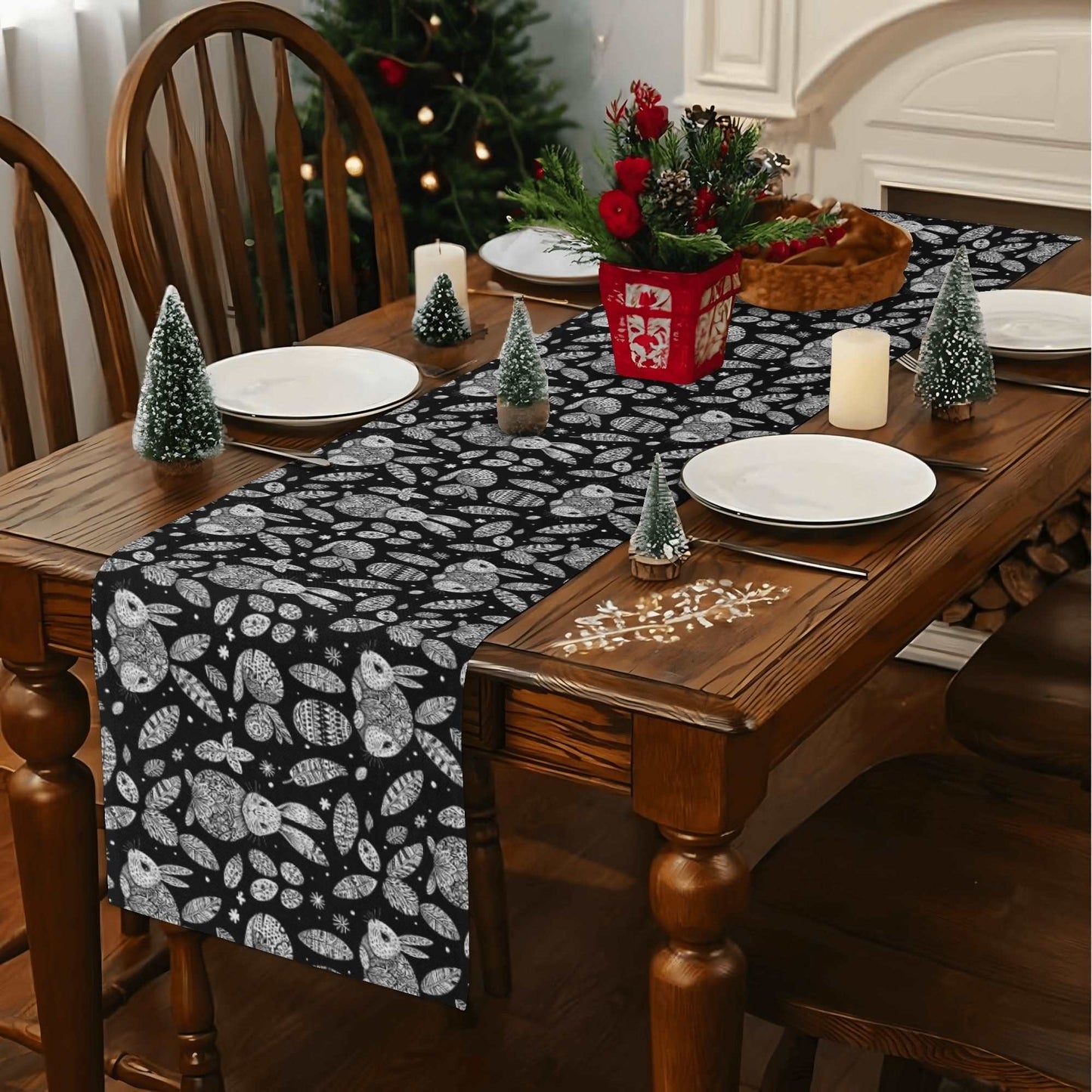 Abstract Bunny Polyester Table Runner DeRose Seasonal