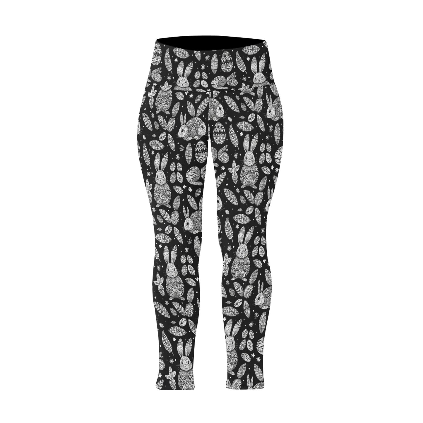 Abstract Bunny Women's Plus Size High Waited Leggings Women's High Waist Leggings(Plus Size)(ModelL45) DeRose Seasonal