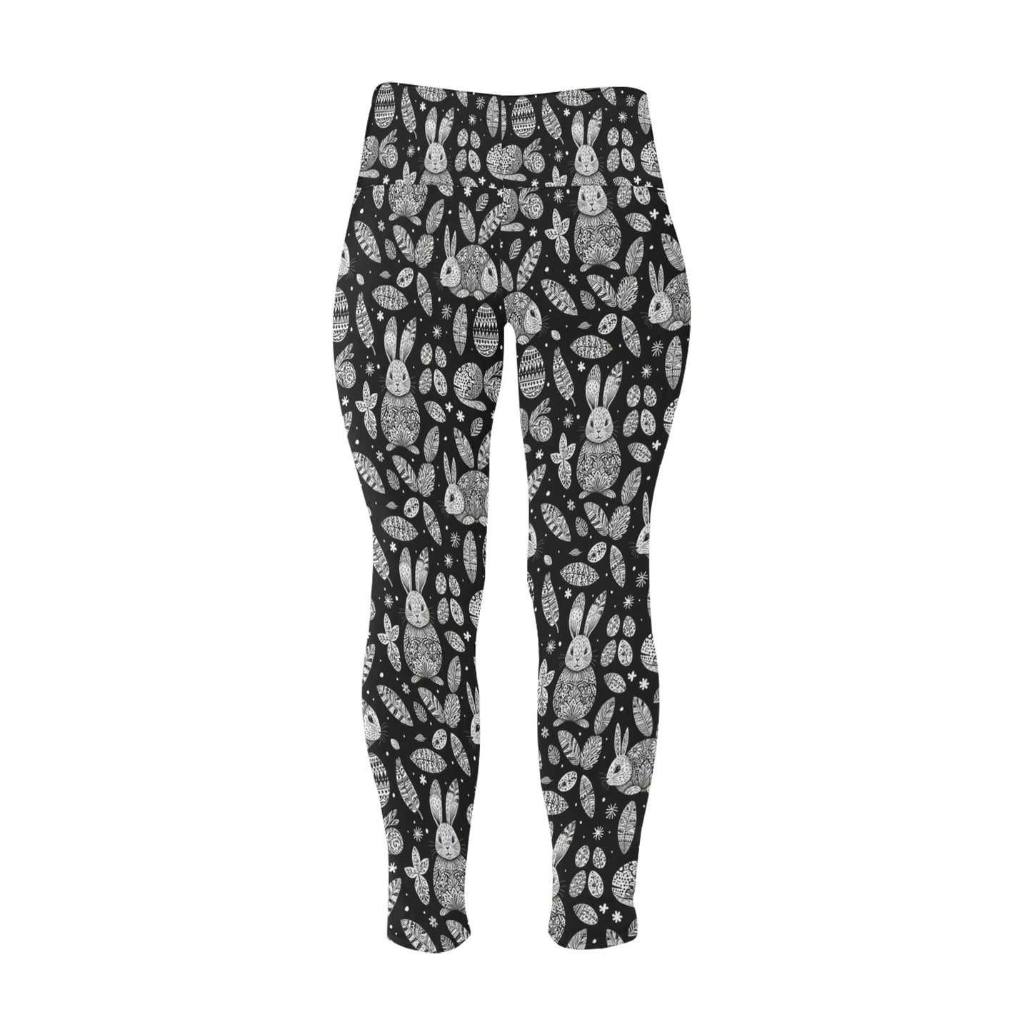 Abstract Bunny Women's Plus Size High Waited Leggings Women's High Waist Leggings(Plus Size)(ModelL45) DeRose Seasonal