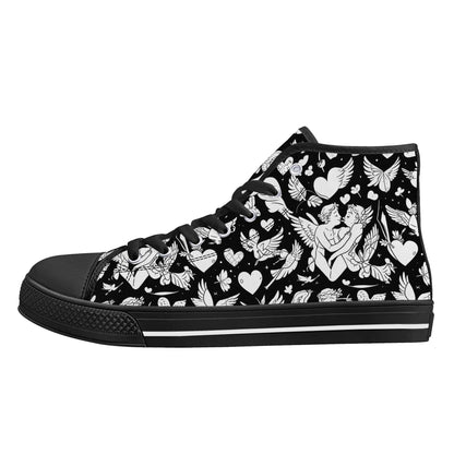 Abstract Love Mens High Top Canvas Shoes DeRose Seasonal